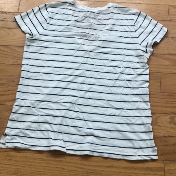 Madewell Whisper Cotton V-Neck w/ Pocket - Grey / Blue Thin Stripes - Picture 12 of 16